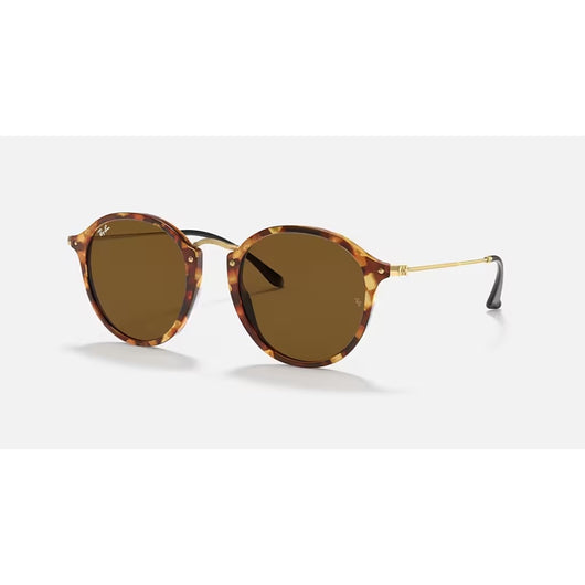 RAYBAN - ROUND FLECK | Polished Brown Havana w/ Brown