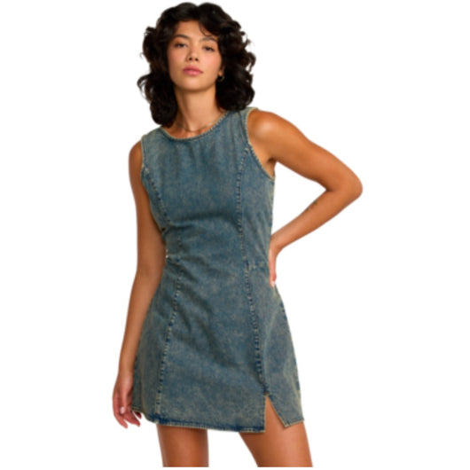 RVCA - JESSIE MINI DRESS | DUSTY BLUE WASH