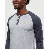 TENTREE - BAKER HENLEY LONGSLEEVE TEE | Harbour Grey/Midnight Blue Heather