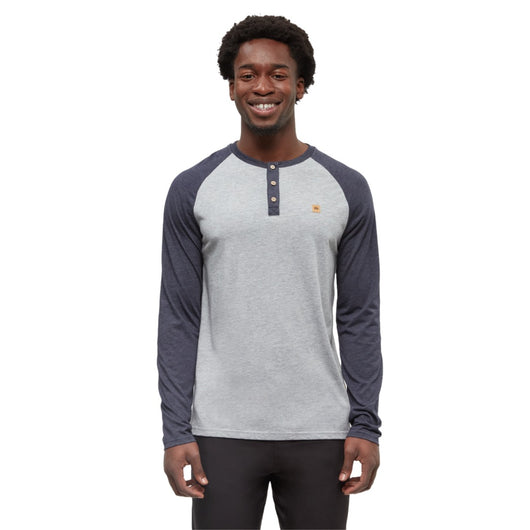 TENTREE - BAKER HENLEY LONGSLEEVE TEE | Harbour Grey/Midnight Blue Heather