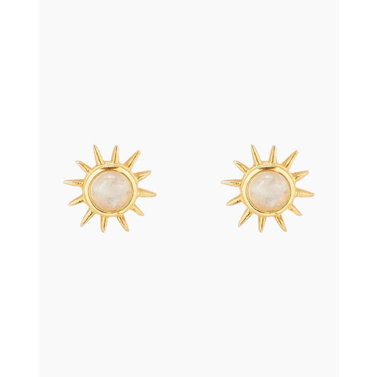 PURA VIDA - MOONSTONE SUNRAY STUD EARRINGS | GOLD