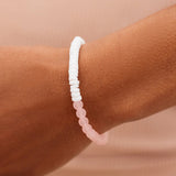 PURA VIDA - PUKA SHELL & FROSTED BEAD STRETCH BRACELET | PINK