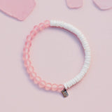 PURA VIDA - PUKA SHELL & FROSTED BEAD STRETCH BRACELET | PINK