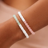 PURA VIDA - PUKA SHELL & FROSTED BEAD STRETCH BRACELET | PINK