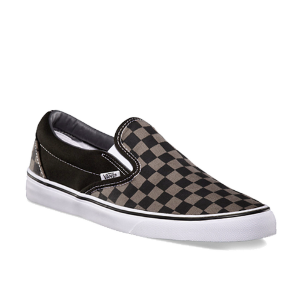 Vans black and grey checkerboard slip outlet ons