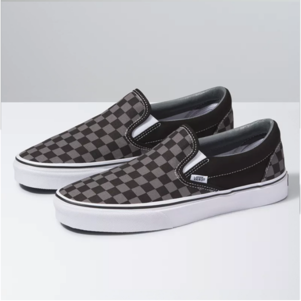 Black gingham vans slip on discount