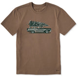 LIFE IS GOOD - MENS CHRISTMAS TREE WAGON SHORT SLEEVE | Mushroom Brown