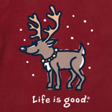 LIFE IS GOOD - WOMENS SNOWY REINDEER SHORT SLEEVE TEE | Adirondack Red