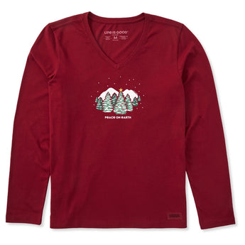 LIFE IS GOOD - PEACE ON EARTH XMAS LONG SLEEVE | Adirondack Red