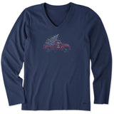 LIFE IS GOOD - TREE TRUKC XMAS LONG SLEEVE | Darkest Blue