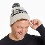 LIFE IS GOOD - UNISEX STRIPE LIG CHILL BEANIE | Birch White