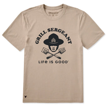 LIFE IS GOOD - MENS CRUSHER TEE | Grill Sargeant Oat Brown