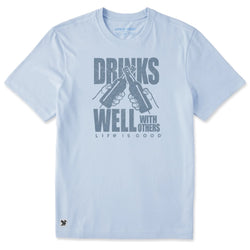 LIFE IS GOOD - MENS CRUSHER TEE | Drinks Well With Others Glacier Blue