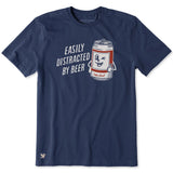LIFE IS GOOD - MENS CRUSHER LITE TEE | Easily Distracted By Beer Darkest Blue
