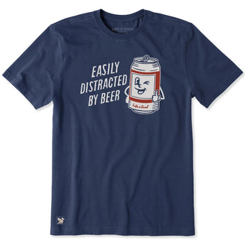 LIFE IS GOOD - MENS CRUSHER LITE TEE | Easily Distracted By Beer Darkest Blue