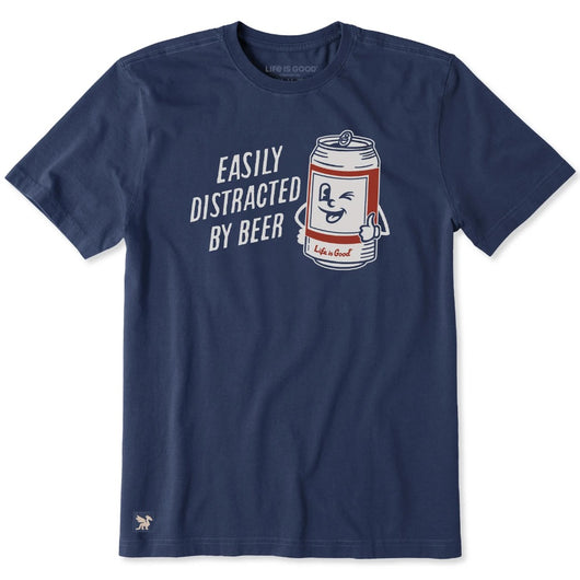 LIFE IS GOOD - MENS CRUSHER LITE TEE | Easily Distracted By Beer Darkest Blue