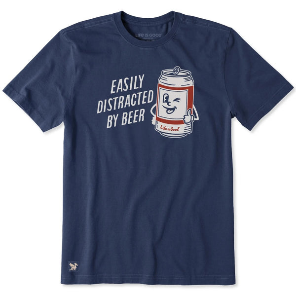 LIFE IS GOOD - MENS CRUSHER LITE TEE | Easily Distracted By Beer Darkest Blue