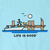 LIFE IS GOOD - WOMENS CRUSHER VEE TEE | Dockside Boat Aqua Blue