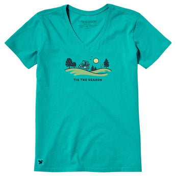 LIFE IS GOOD - WOMENS CRUSHER VEE TEE | Tis The Season Turquoise Green