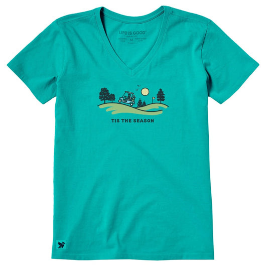 LIFE IS GOOD - WOMENS CRUSHER VEE TEE | Tis The Season Turquoise Green