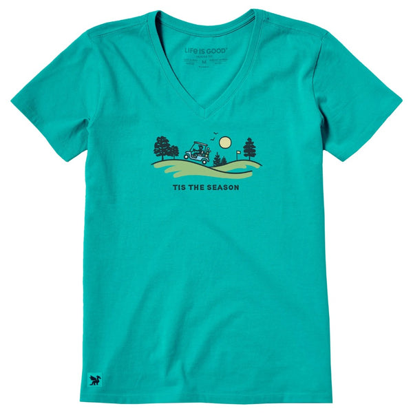 LIFE IS GOOD - WOMENS CRUSHER VEE TEE | Tis The Season Turquoise Green