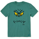 LIFE IS GOOD - MENS GRINCHY FACE SHORT SLEEVE CRUSHER | Spruce Green