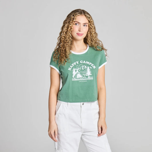 LIFE IS GOOD - WOMENS CRUSHER LITE TEE | Happy Camper Granite Green
