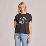 LIFE IS GOOD - WOMENS CRUSHER BOXY TEE | Live Music Faded Black
