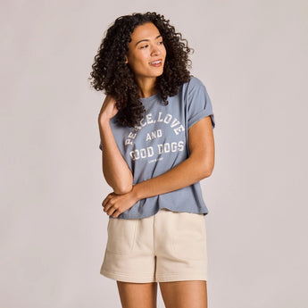 LIFE IS GOOD - WOMENS CRUSHER BOXY TEE | Peace Love Slate Blue