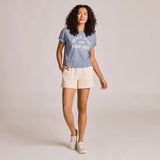 LIFE IS GOOD - WOMENS CRUSHER BOXY TEE | Peace Love Slate Blue