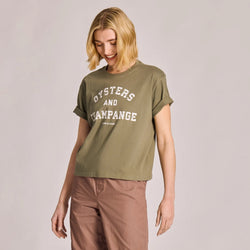 LIFE IS GOOD - WOMENS CRUSHER BOXY TEE | Champagne Moss Green