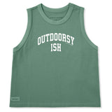 LIFE IS GOOD - WOMENS CRUSHER BOXY TANK | Outdoorsyish Granite Green