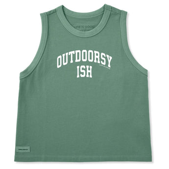 LIFE IS GOOD - WOMENS CRUSHER BOXY TANK | Outdoorsyish Granite Green