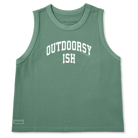 LIFE IS GOOD - WOMENS CRUSHER BOXY TANK | Outdoorsyish Granite Green
