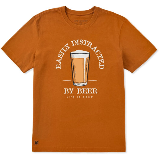 LIFE IS GOOD - MENS CRUSHER TEE | Easily Distracted Copper Brown
