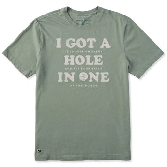 LIFE IS GOOD - MENS CRUSHER TEE | Hole in One Moss Green