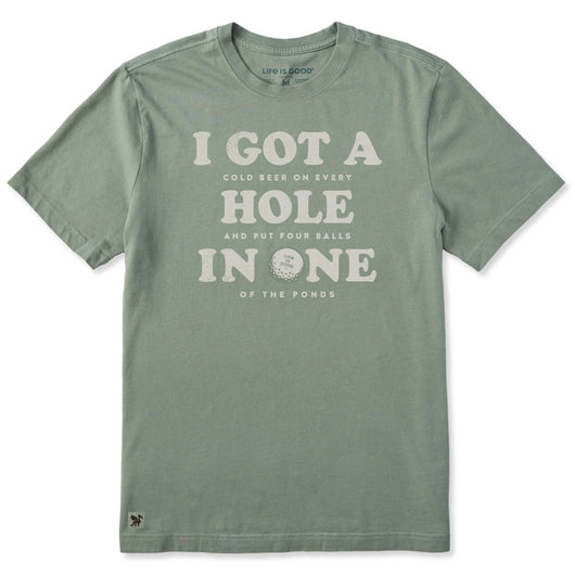 LIFE IS GOOD - MENS CRUSHER TEE | Hole in One Moss Green