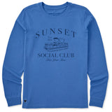 LIFE IS GOOD - WOMENS LONG SLEEVE CRUSHER TEE | Sunset Social Club Athletic Blue