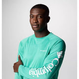 COLUMBIA - PFG TERMINAL TACKLE LONG SLEEVE SHIRT | Glaze Green Heather White Logo