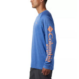 COLUMBIA - PFG TERMINAL TACKLE HEATHER LONG SLEEVE SHIRT | Vivid Blue Heather Bright Nectar Logo