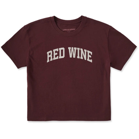 LIFE IS GOOD - WOMENS CRUSHER BOXY TEE |  Red Wine Deep Burgundy
