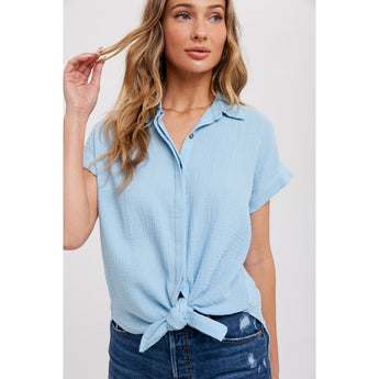 BLUIVY - ESSENTIAL BUTTON UP COTTON SHIRT | CHAMBRAY