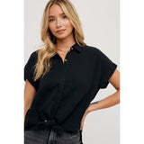 BLUIVY - ESSENTIAL BUTTON UP COTTON SHIRT | BLACK