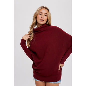 BLUIVY - SLOUCH NECK DOLMAN PULLOVER | MAROON