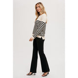 BLUIVY - STRIPED KNIT OVERALL TOP | BLACK STRIPE