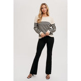 BLUIVY - STRIPED KNIT OVERALL TOP | BLACK STRIPE