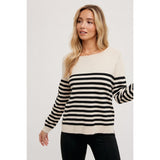 BLUIVY - STRIPED KNIT OVERALL TOP | BLACK STRIPE