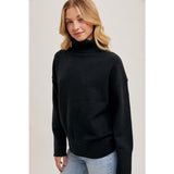 BLUIVY - TURTLE NECK KNIT SWEATER | BLACK