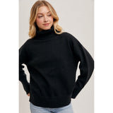 BLUIVY - TURTLE NECK KNIT SWEATER | BLACK