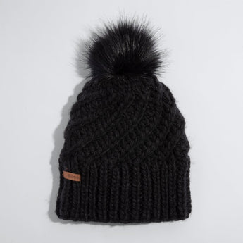 COAL - MAIZY KNIT FAUX FUR POM BEANIE | Black